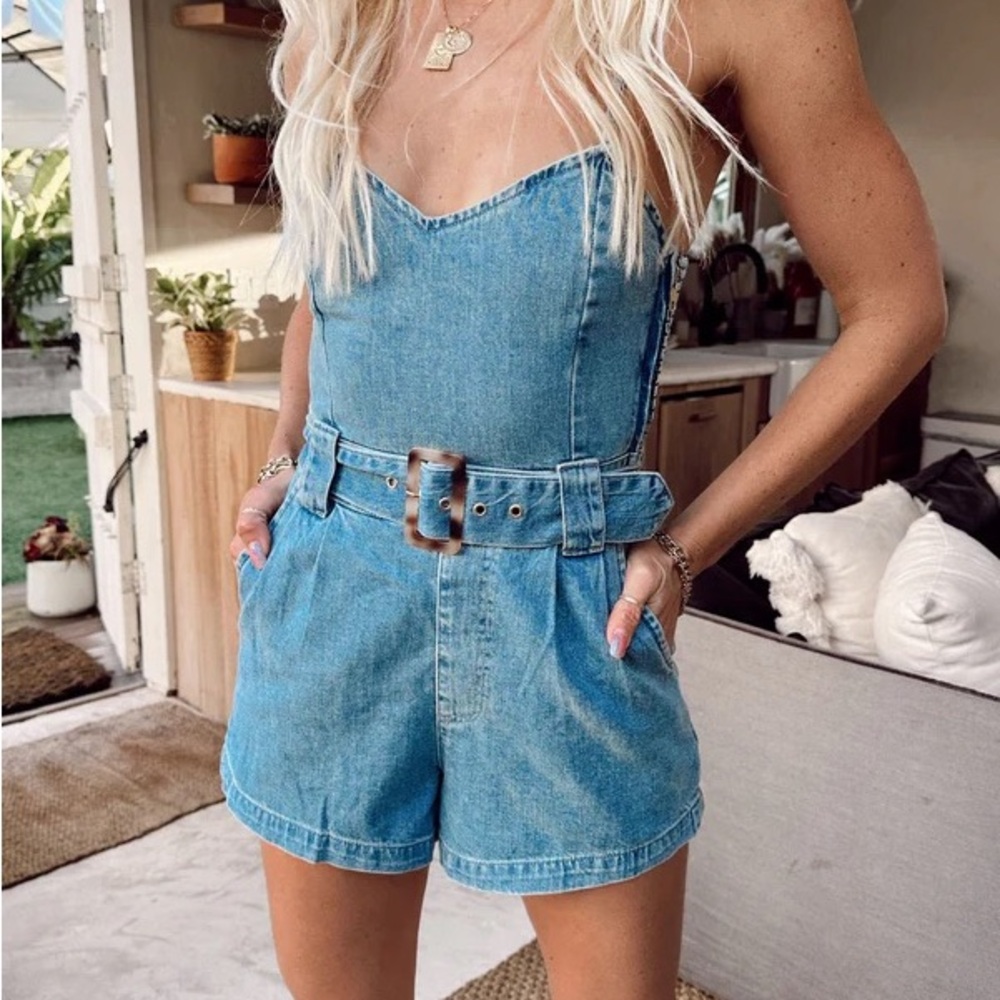 Show Me Your MuMu Sloane Romper in Dusk Blue Size S